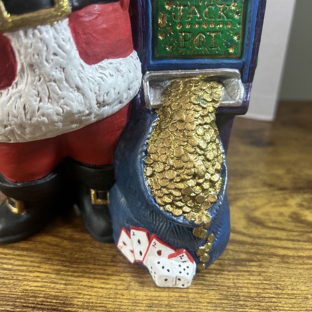Santa Jackpot Gambling Cards Dice Poker Hand Figurine Hand Painted 2002 8.5 Inch - Picture 11 of 12